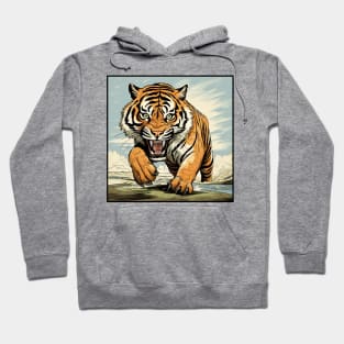 Colorful Tiger Cartoon Vintage Bengals Tiger Drawing Comics Fearless Tiger Hoodie